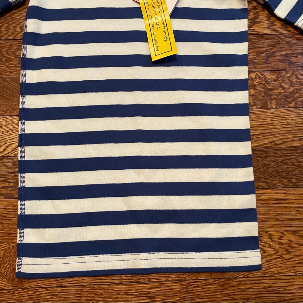 NWT Hanna Andersson Organic Cotton Blue & White Striped Short Sleeve Pajamas Top - Picture 2 of 5
